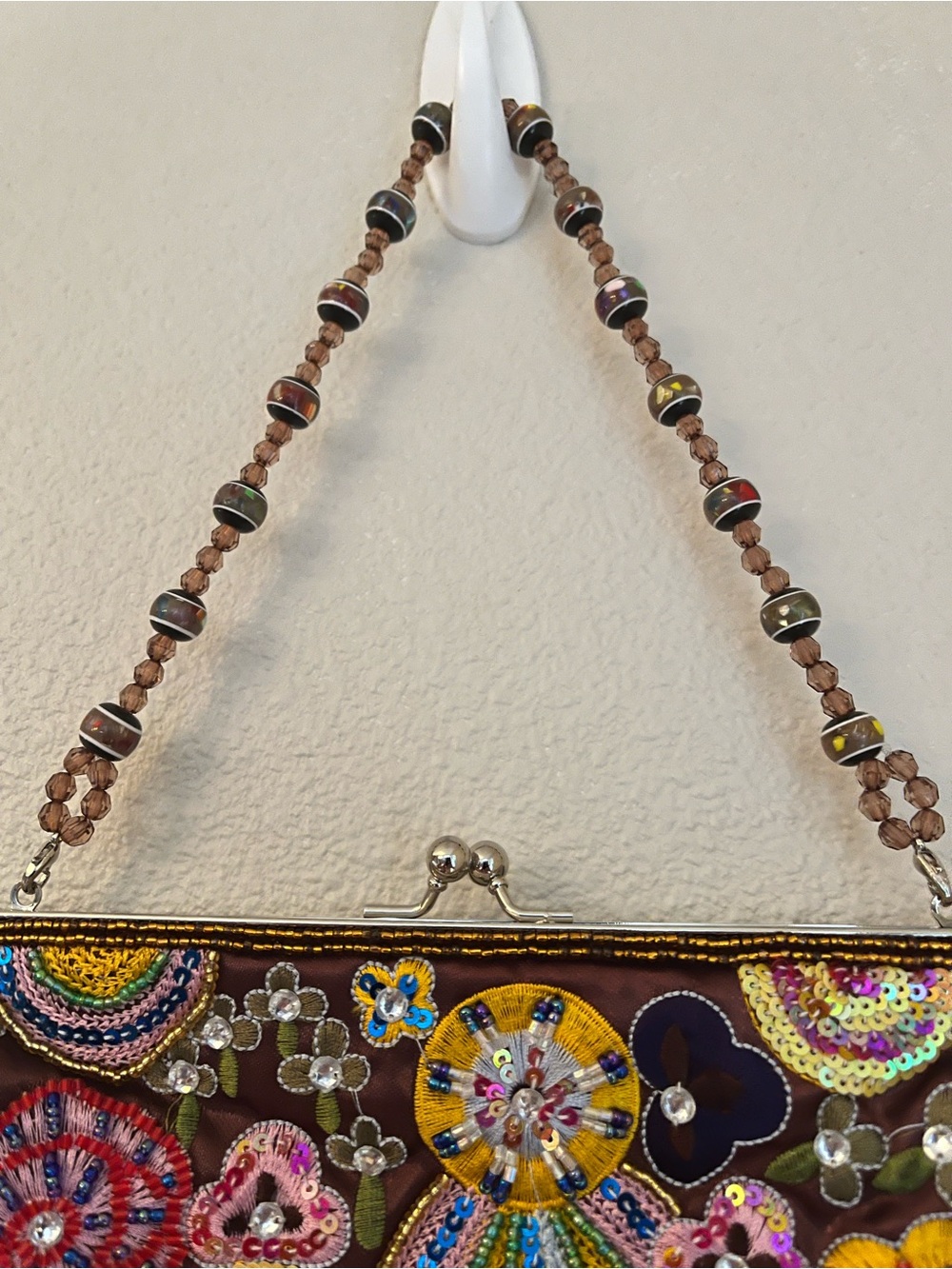 Vintage Beaded Intricate Floral Embroidery Beaded Handle - Picture 5 of 11